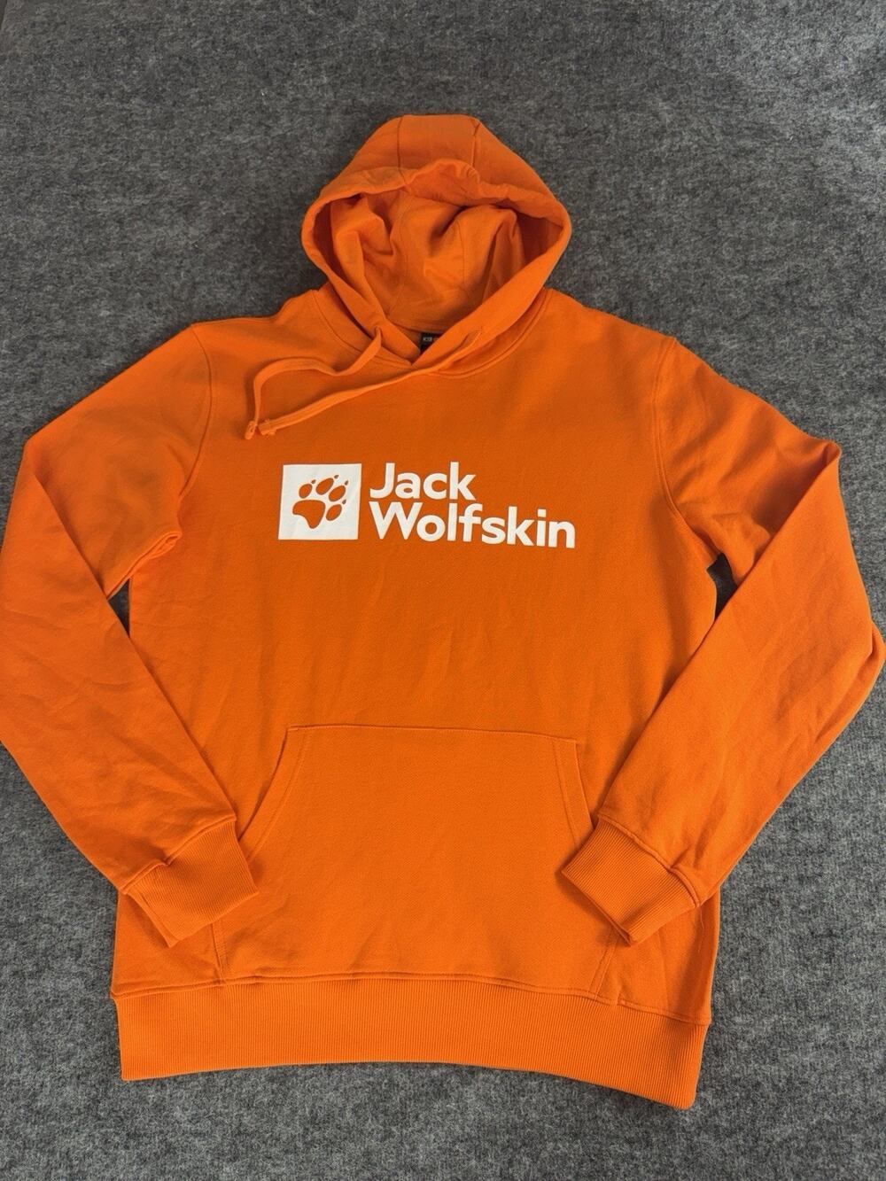 Jack Wolfskin Hoodie Mens Large Orange Sweatshirt Pullover Graphic N4